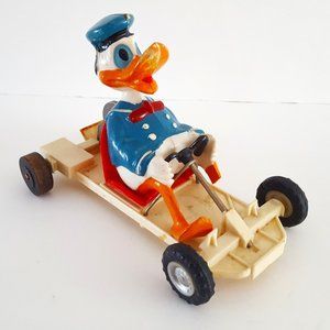 Vintage Disney Marx Plastic Friction Donald Duck Racing Kart”AS IS *FOR PARTS*